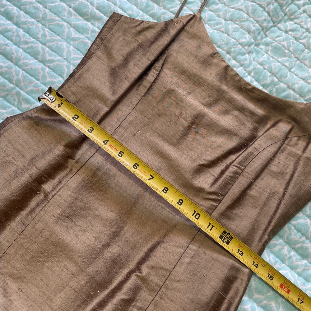 vintage metallic, gold bronze, slubbed, silk sheath dress - Picture 6 of 8